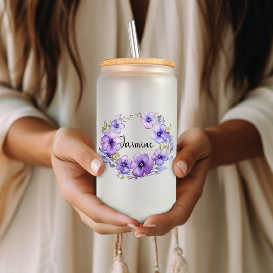 Personalized birth flower coffee cup