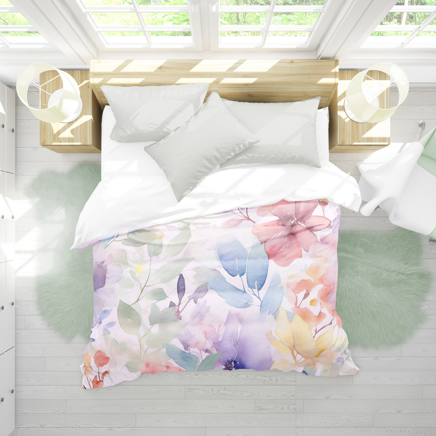 Premium Floral Watercolor Duvet Cover Collection for King, Queen, Double, Full, Twin, and Twin XL Beds