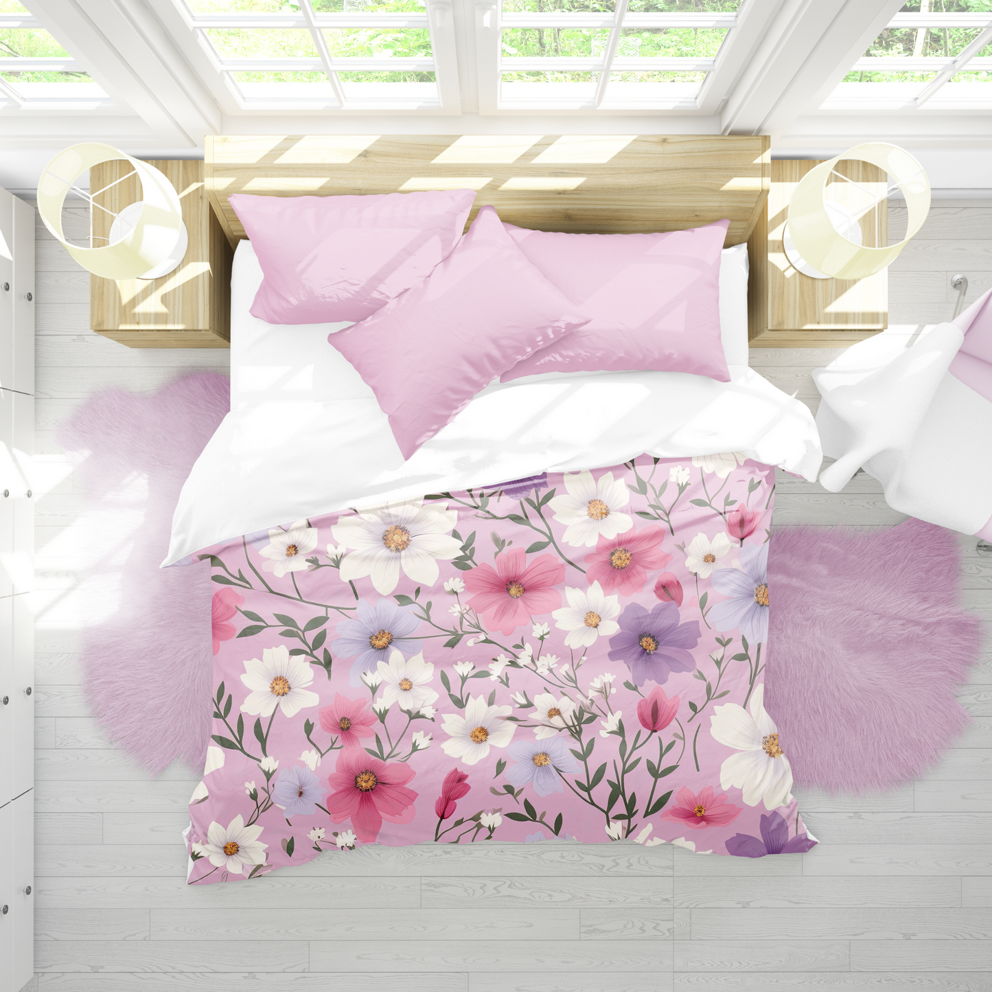 Premium Pink Ditsy Floral Duvet Cover Collection for King, Queen, Double, Full, Twin, and Twin XL Beds