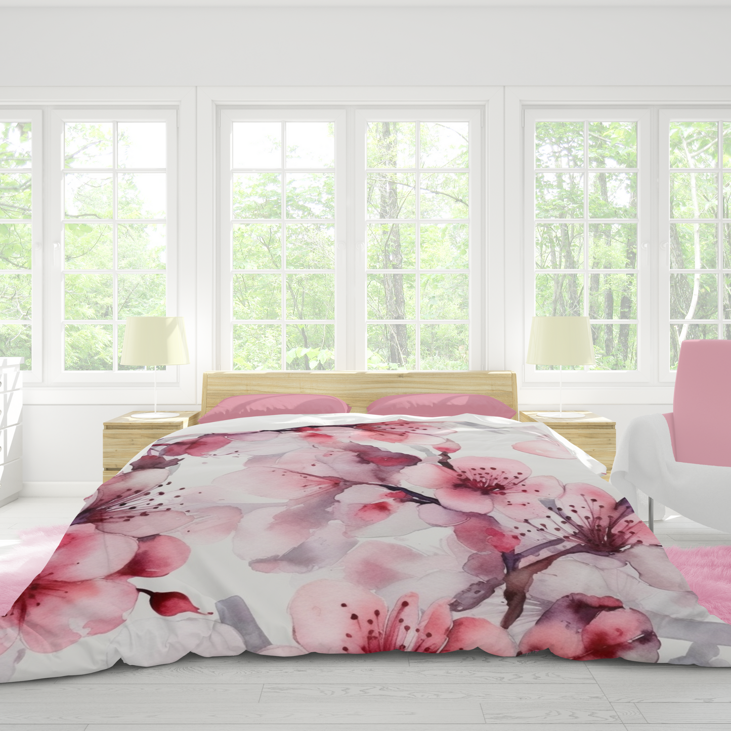 Premium Sakura Bloom Duvet Cover Collection for King, Queen, Double, Full, Twin, and Twin XL Beds