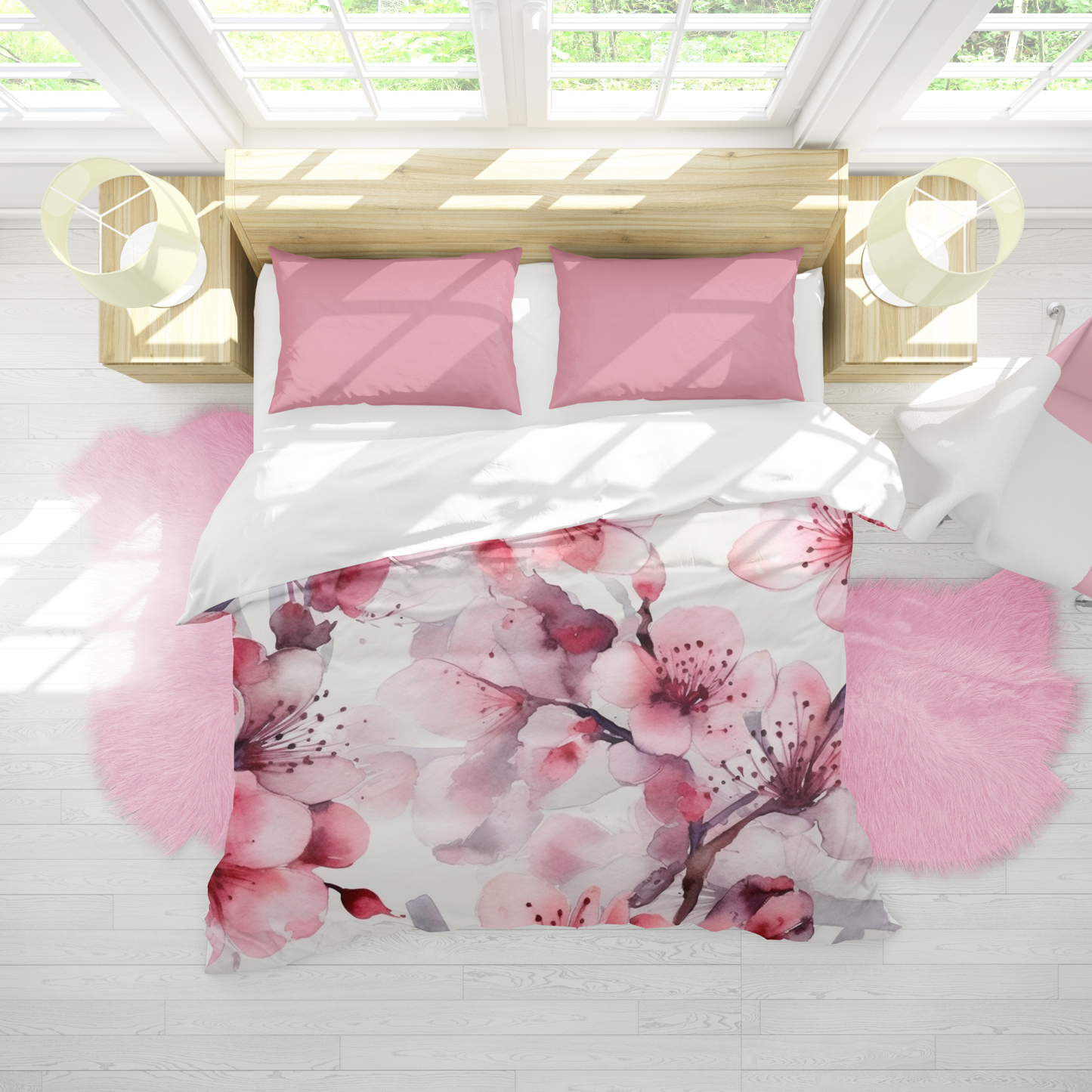 Premium Sakura Bloom Duvet Cover Collection for King, Queen, Double, Full, Twin, and Twin XL Beds