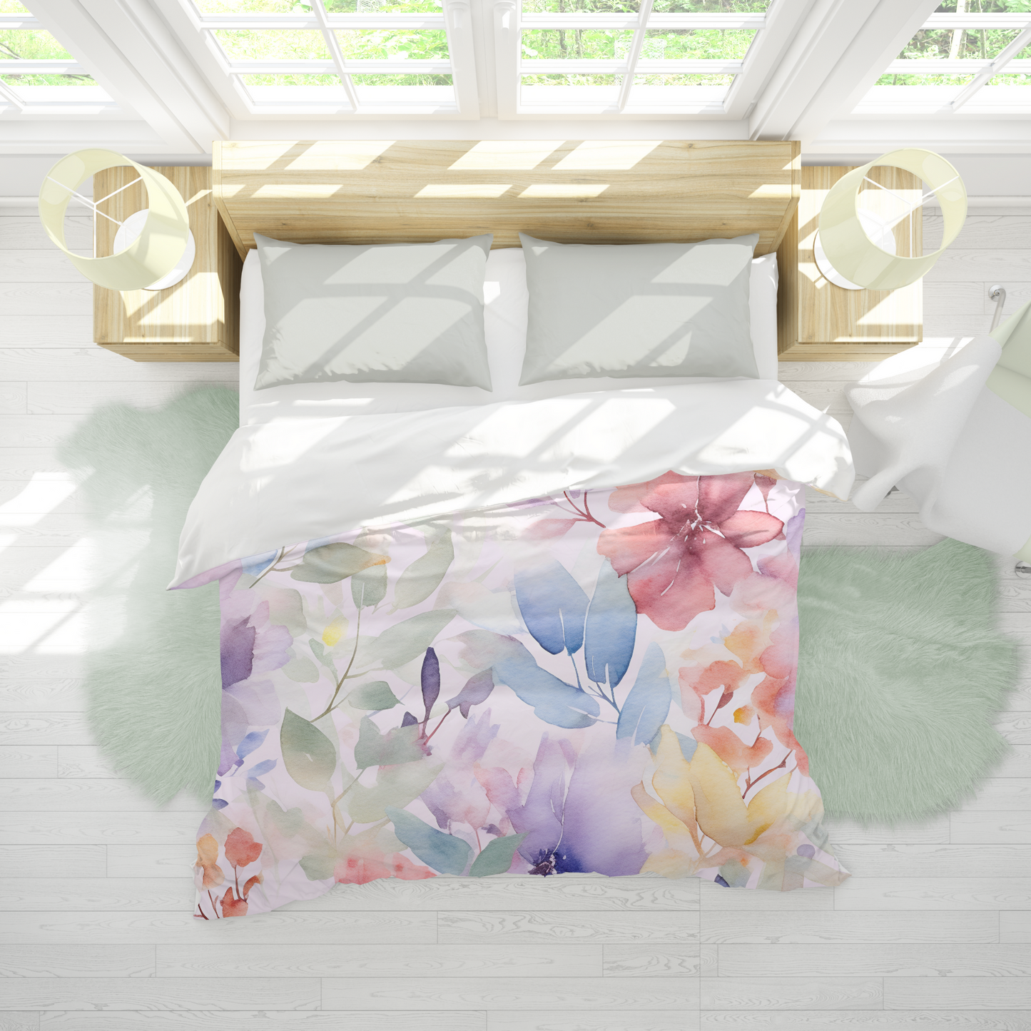 Premium Floral Watercolor Duvet Cover Collection for King, Queen, Double, Full, Twin, and Twin XL Beds