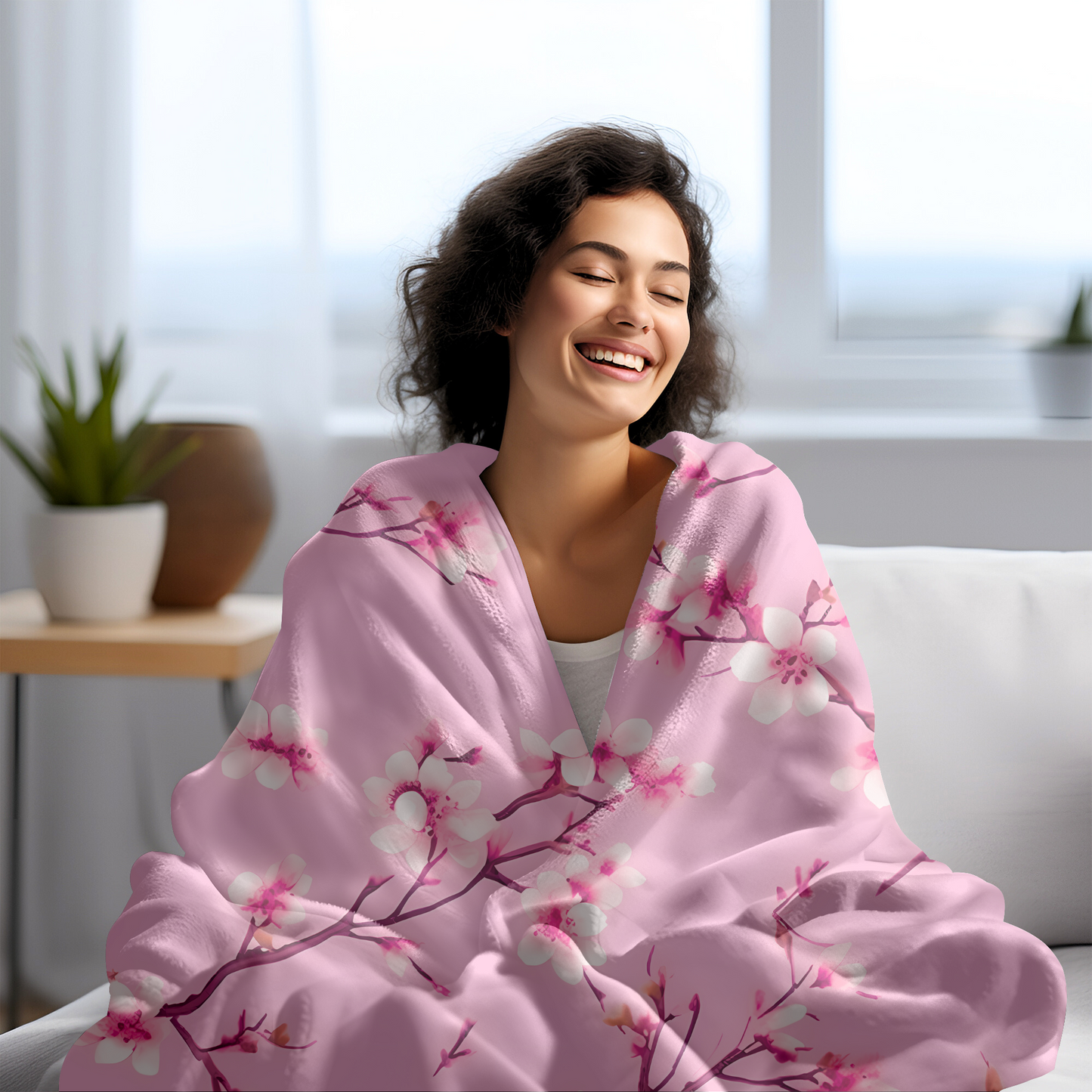 Cherry Blossom Blanket-Pink