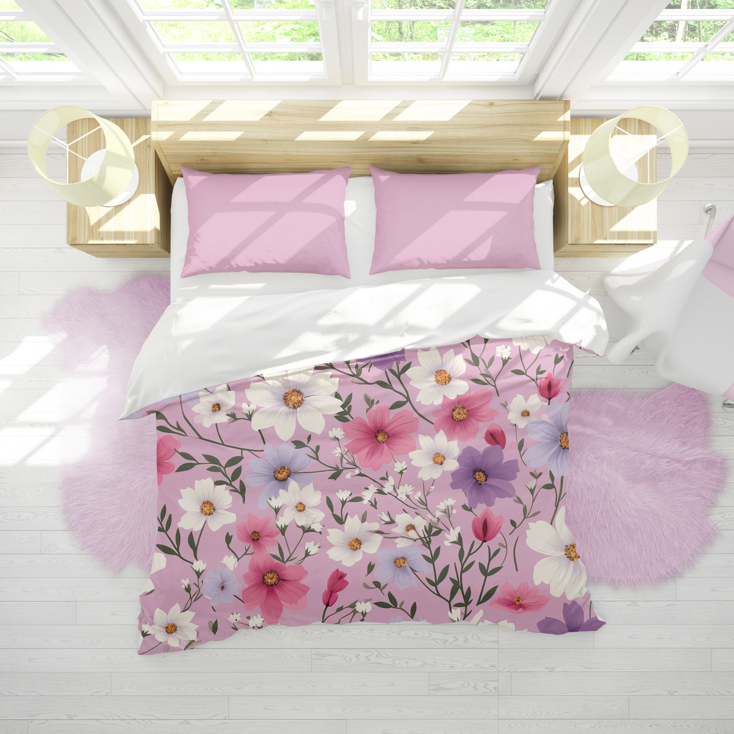 Premium Pink Ditsy Floral Duvet Cover Collection for King, Queen, Double, Full, Twin, and Twin XL Beds