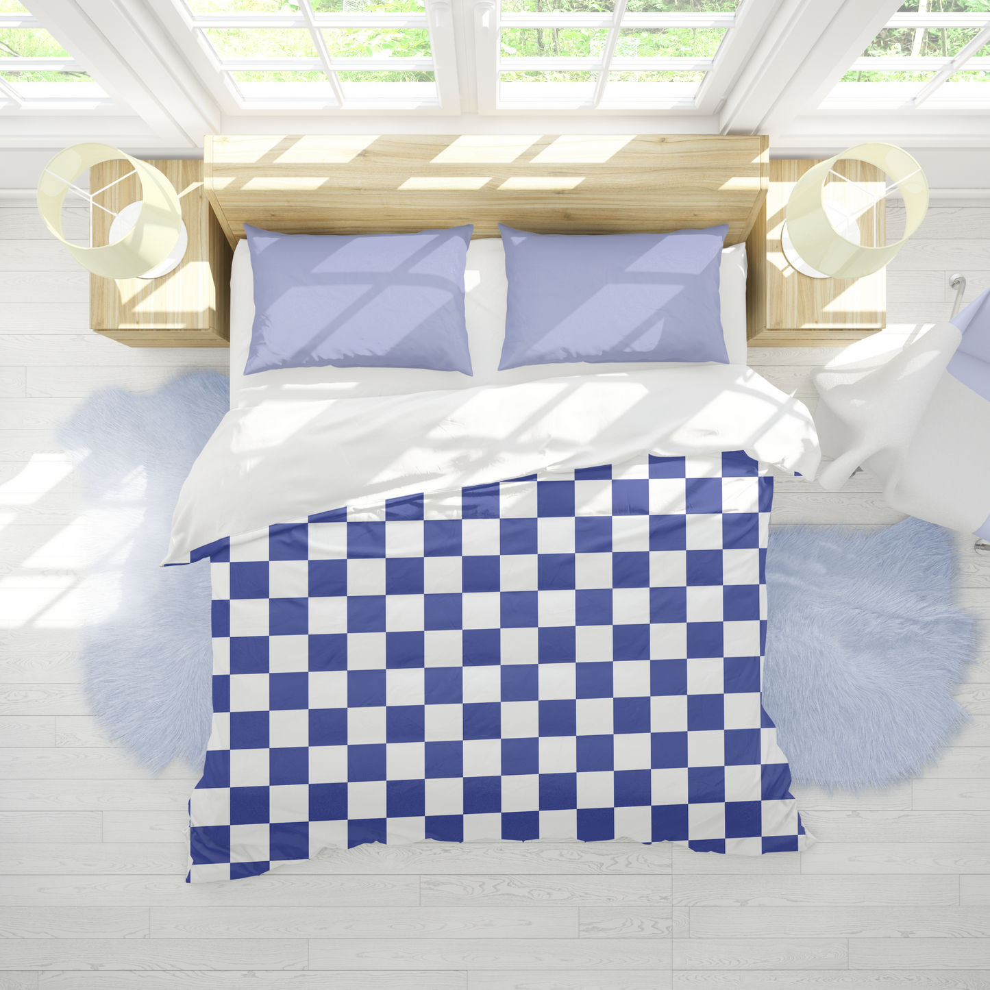 Premium Blue Checkered Duvet Cover Collection for King, Queen, Double, Full, Twin, and Twin XL Beds