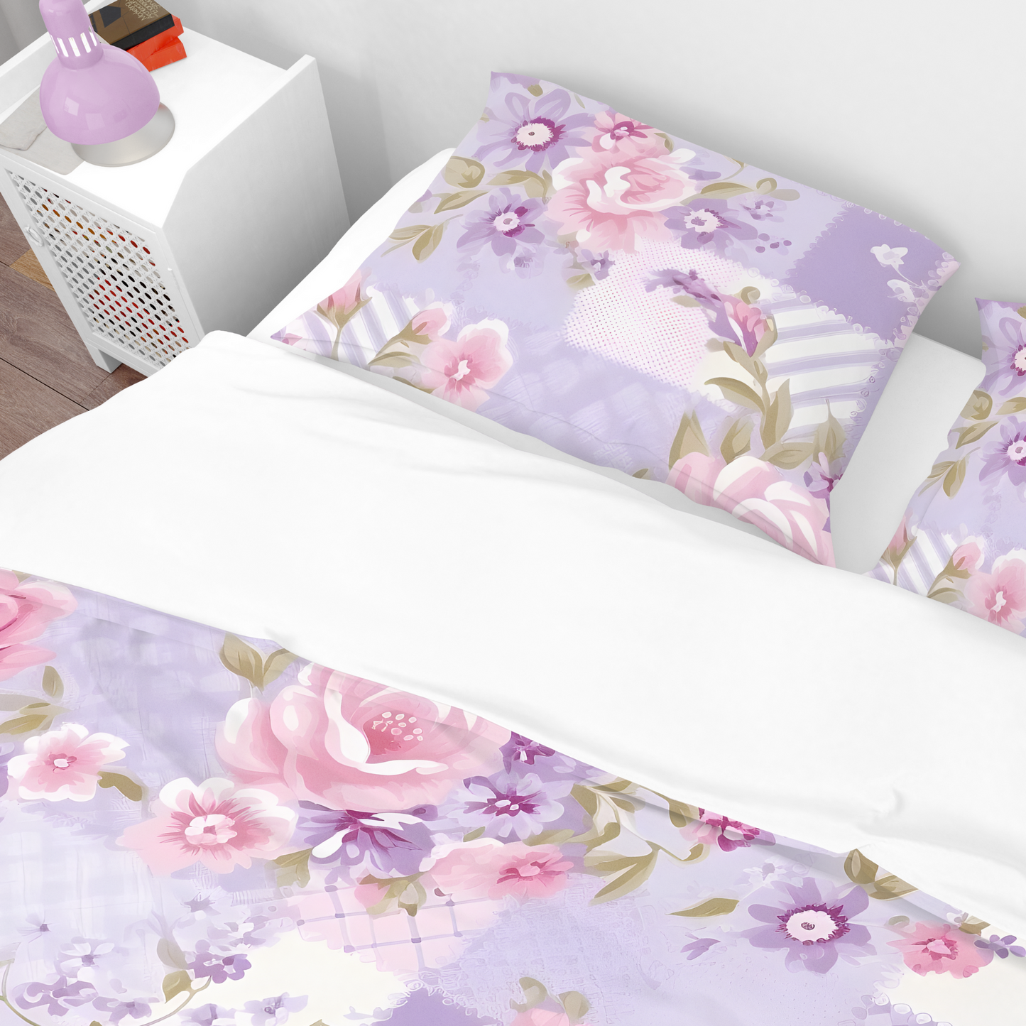 Premium Purple Floral Duvet Cover Collection for King, Queen, Double, Full, Twin, and Twin XL Beds