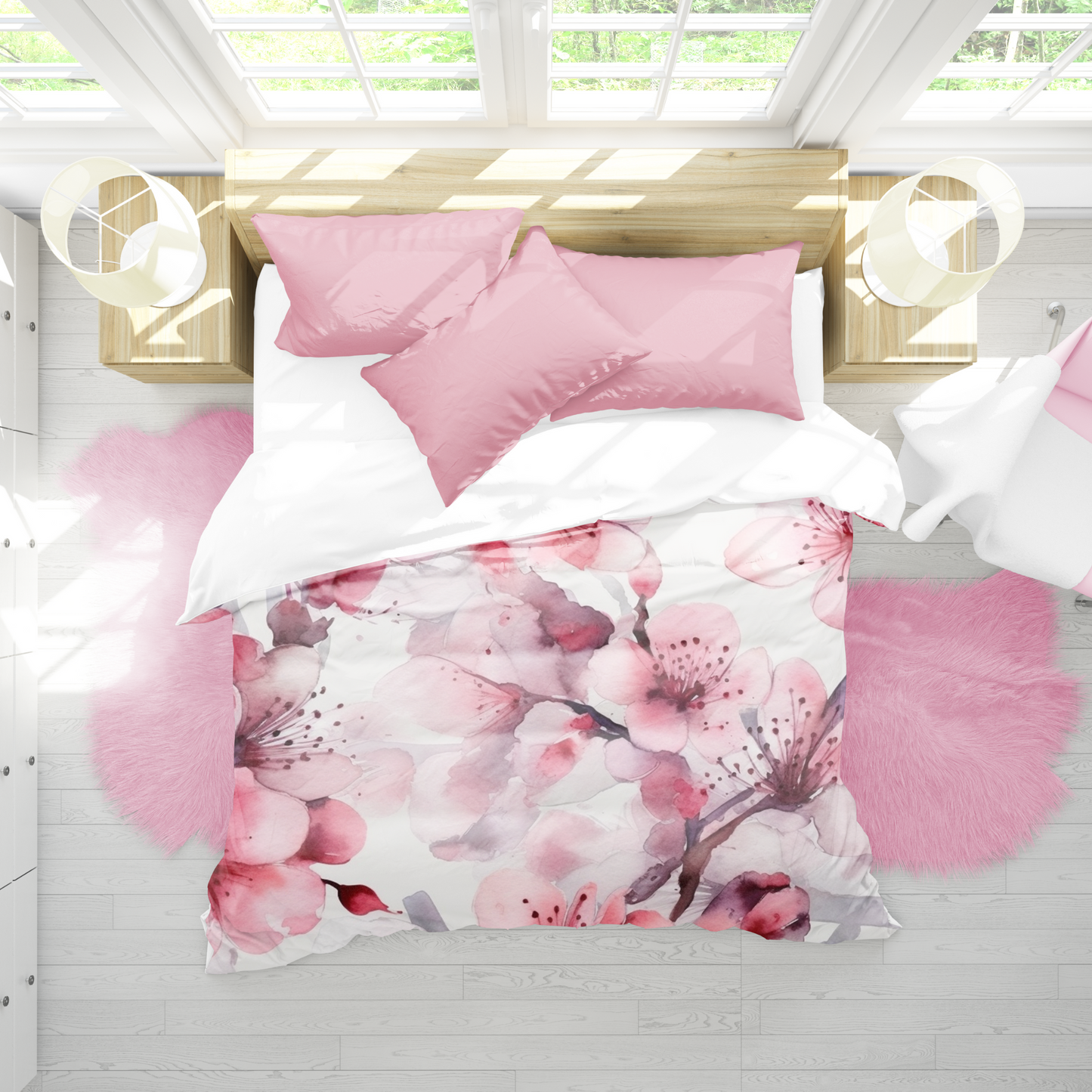 Premium Sakura Bloom Duvet Cover Collection for King, Queen, Double, Full, Twin, and Twin XL Beds