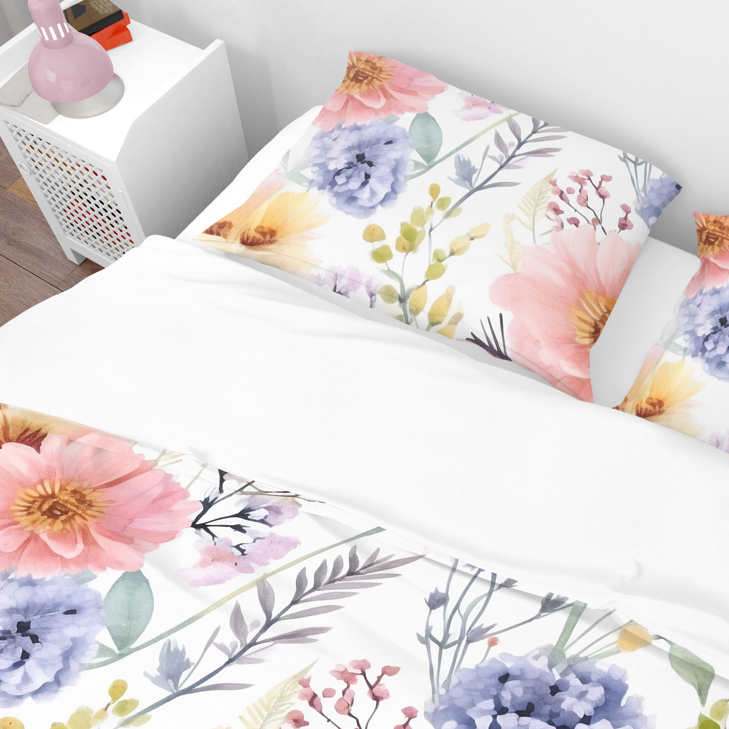 Premium Wildflower Watercolor Duvet Cover Collection for King, Queen, Double, Full, Twin, and Twin XL Beds