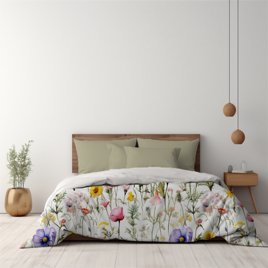 Premium Romantic Wildflowers Duvet Cover Collection for King, Queen, Double, Full, Twin, and Twin XL Beds