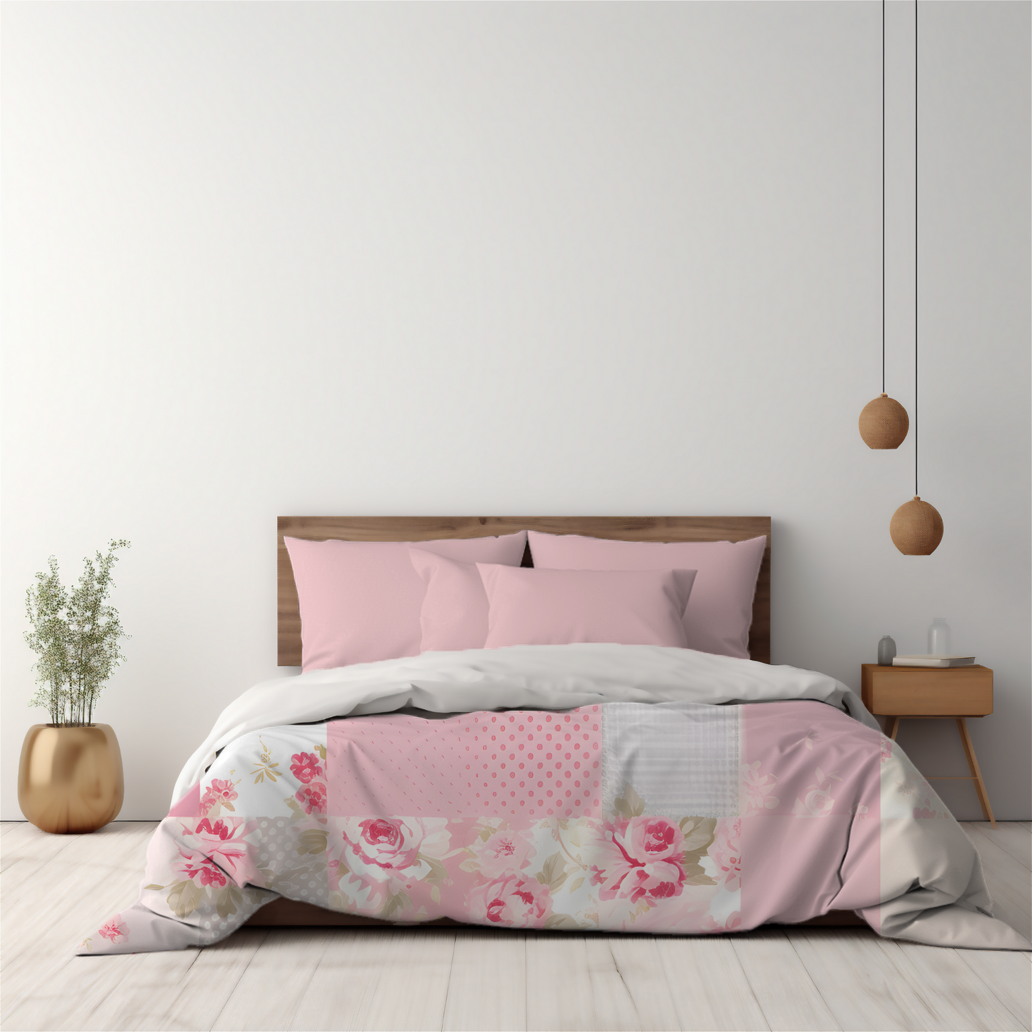 Pink floral duvet cover