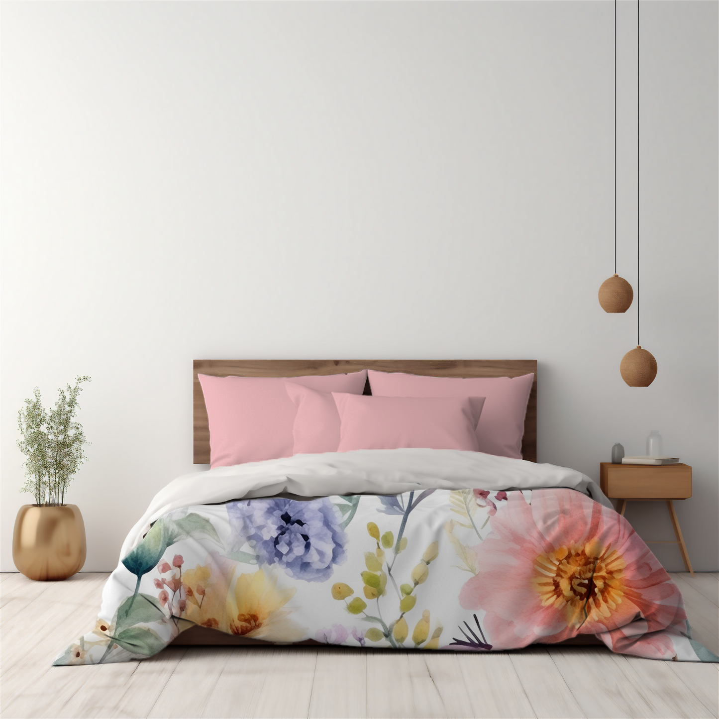 Premium Wildflower Watercolor Duvet Cover Collection for King, Queen, Double, Full, Twin, and Twin XL Beds