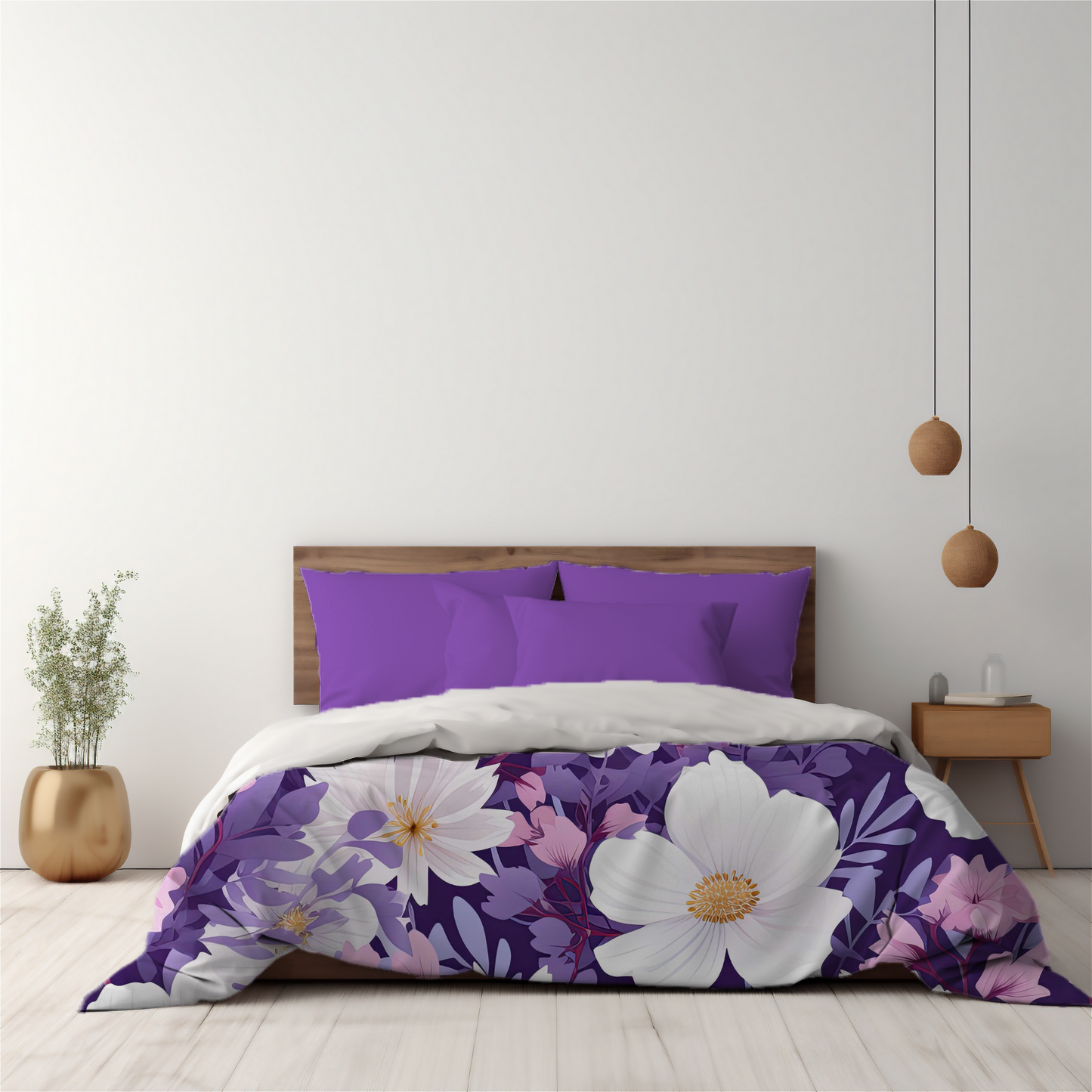 Premium Purple Ditsy Floral Duvet Cover Collection for King, Queen, Double, Full, Twin, and Twin XL Beds