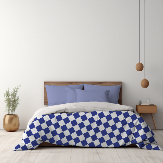 Checkered Duvet Cover- Blue