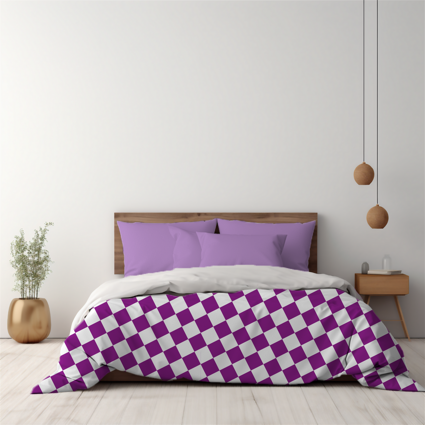 Premium Purple Checkered Duvet Cover Collection for King, Queen, Double, Full, Twin, and Twin XL Beds