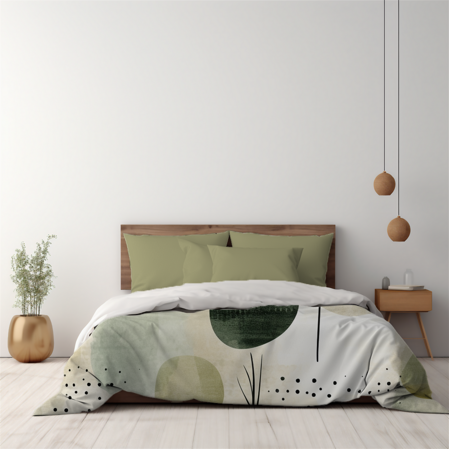 Japandi Duvet Cover- Green