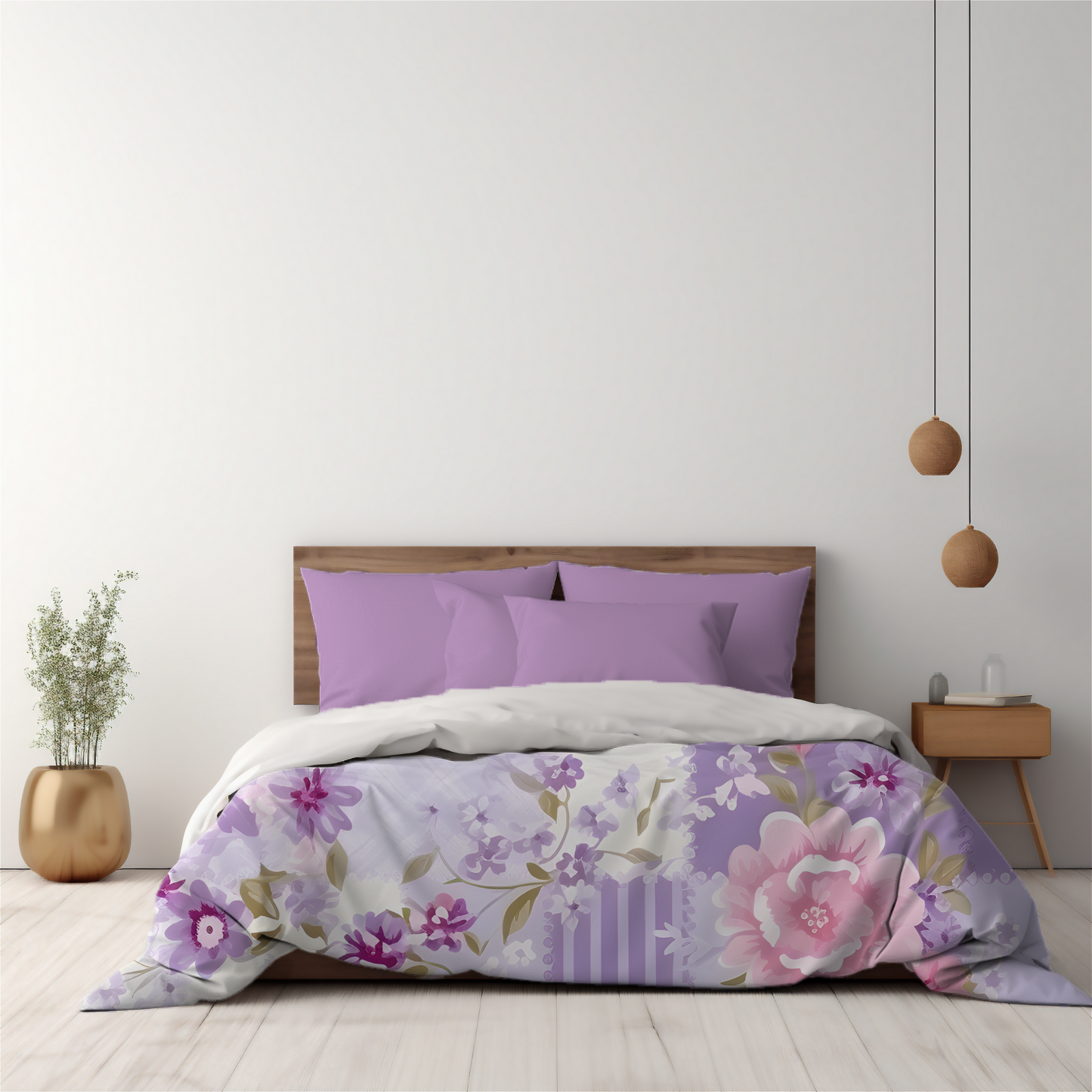 Premium Purple Floral Duvet Cover Collection for King, Queen, Double, Full, Twin, and Twin XL Beds