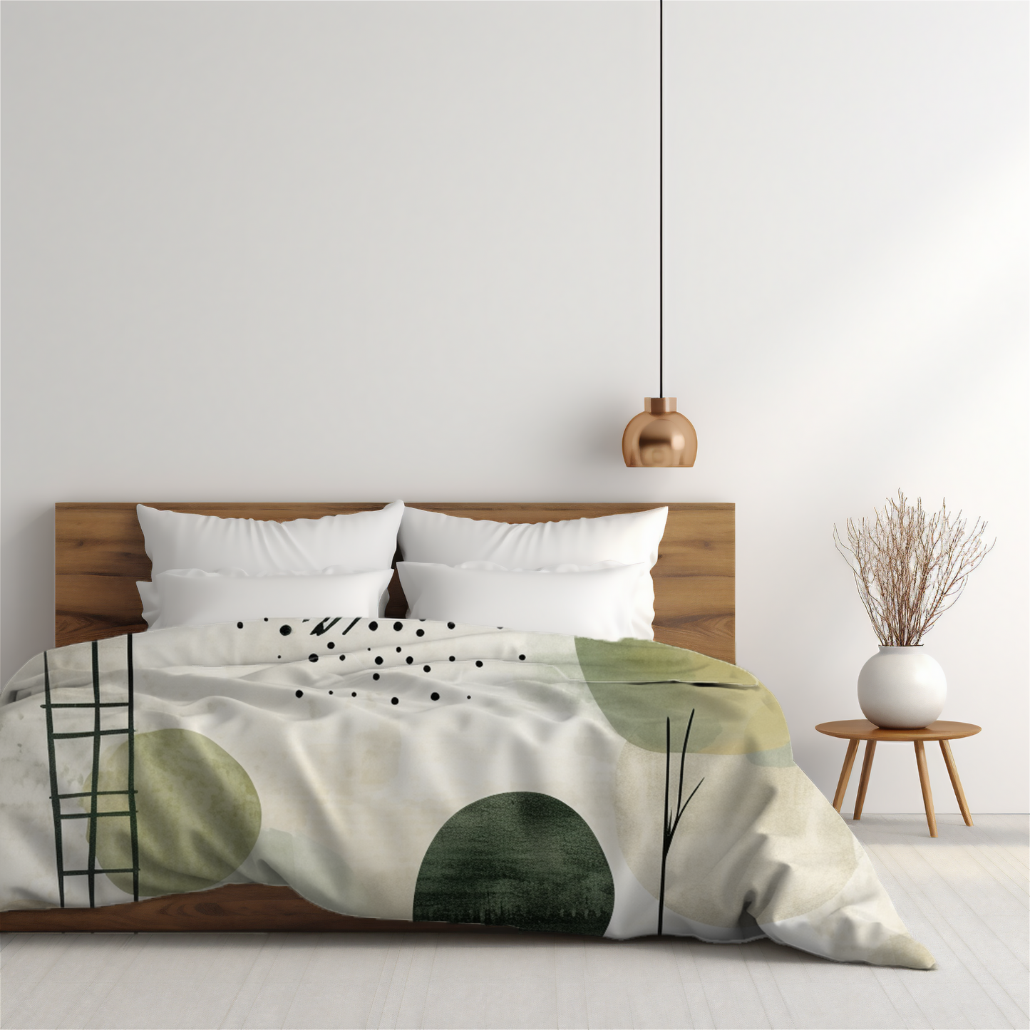 Japandi Duvet Cover- Green