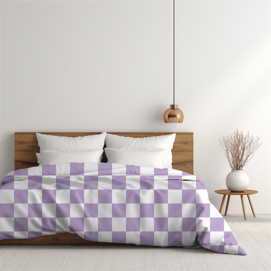 Lilac Checkered Duvet Cover