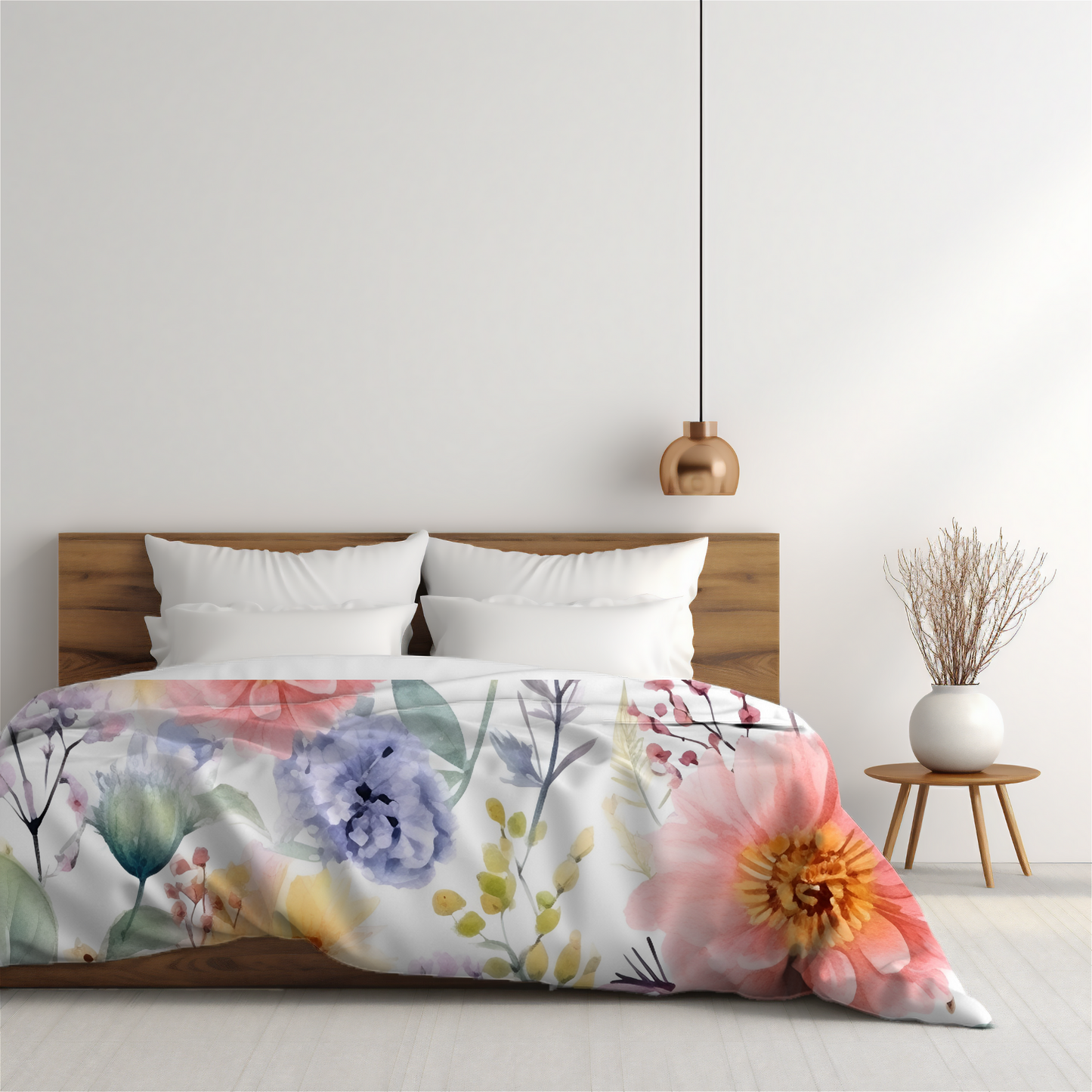 Premium Wildflower Watercolor Duvet Cover Collection for King, Queen, Double, Full, Twin, and Twin XL Beds