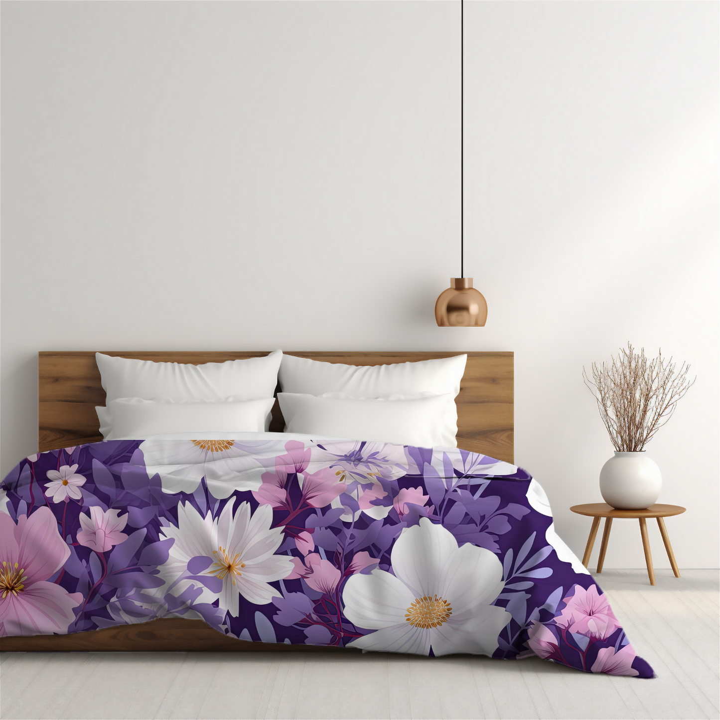 Purple Floral Duvet Cover Pink Purple Flower Bedding for teen girl bedroom decor Spring Home decor for kids bed room Purple Girls bedding