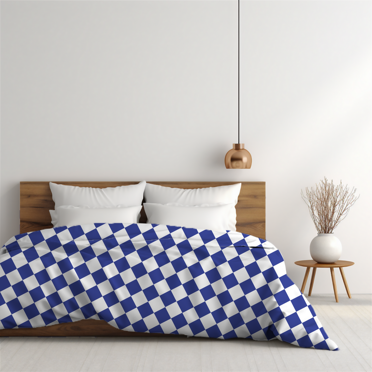 Premium Blue Checkered Duvet Cover Collection for King, Queen, Double, Full, Twin, and Twin XL Beds