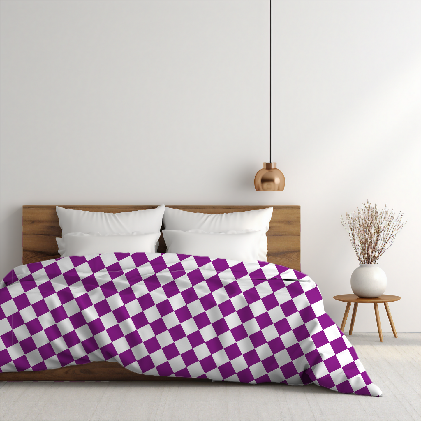 Premium Purple Checkered Duvet Cover Collection for King, Queen, Double, Full, Twin, and Twin XL Beds