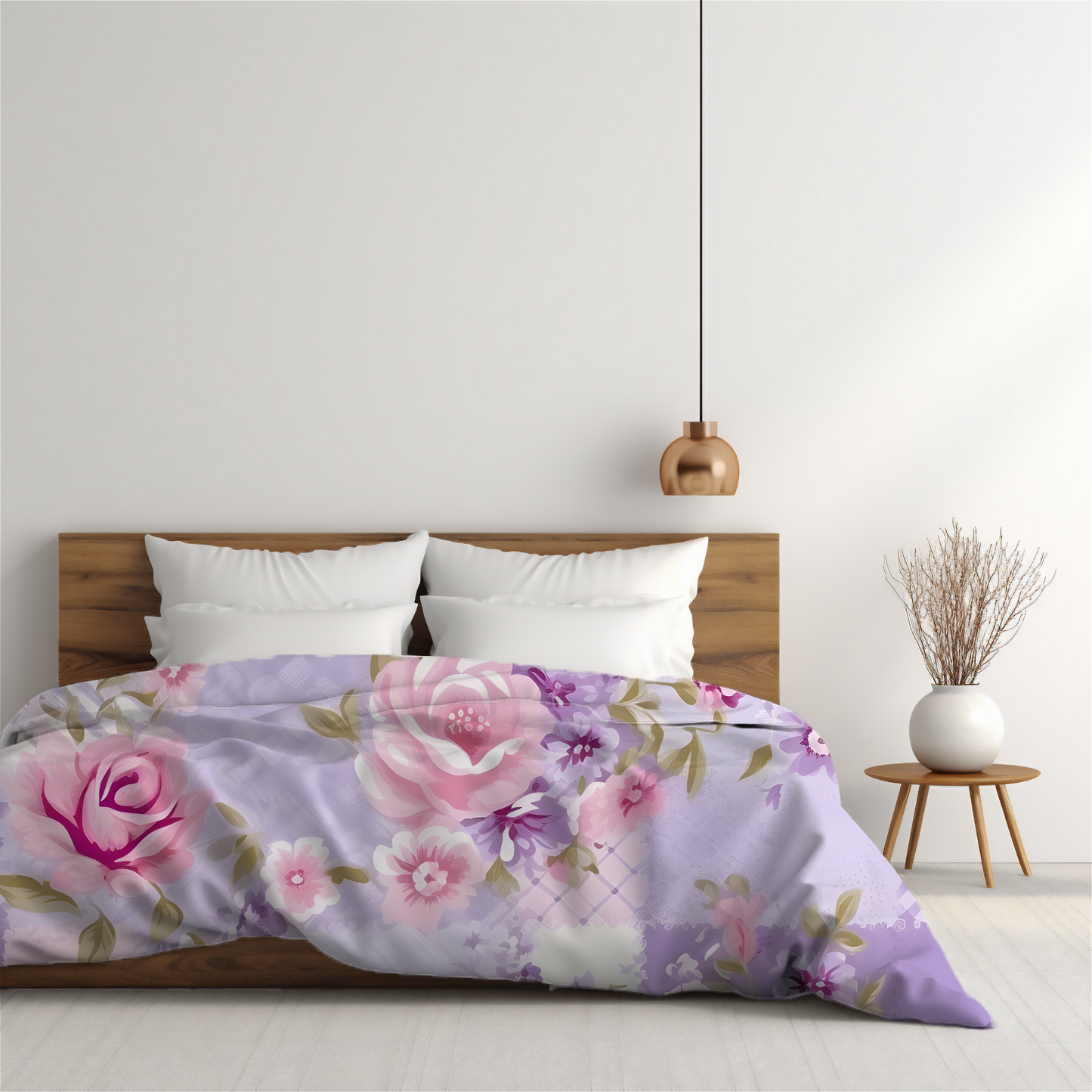 Premium Purple Floral Duvet Cover Collection for King, Queen, Double, Full, Twin, and Twin XL Beds