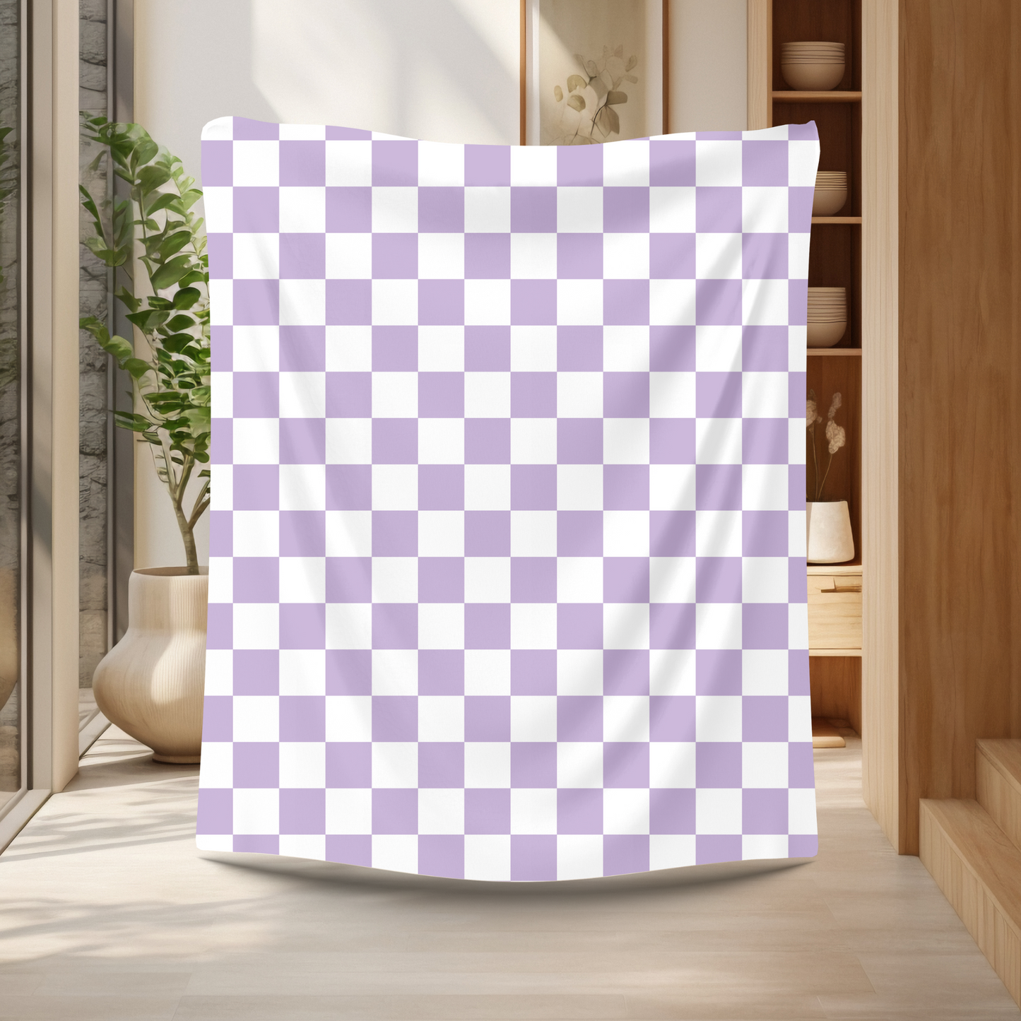 Lilac Checkered Duvet Cover