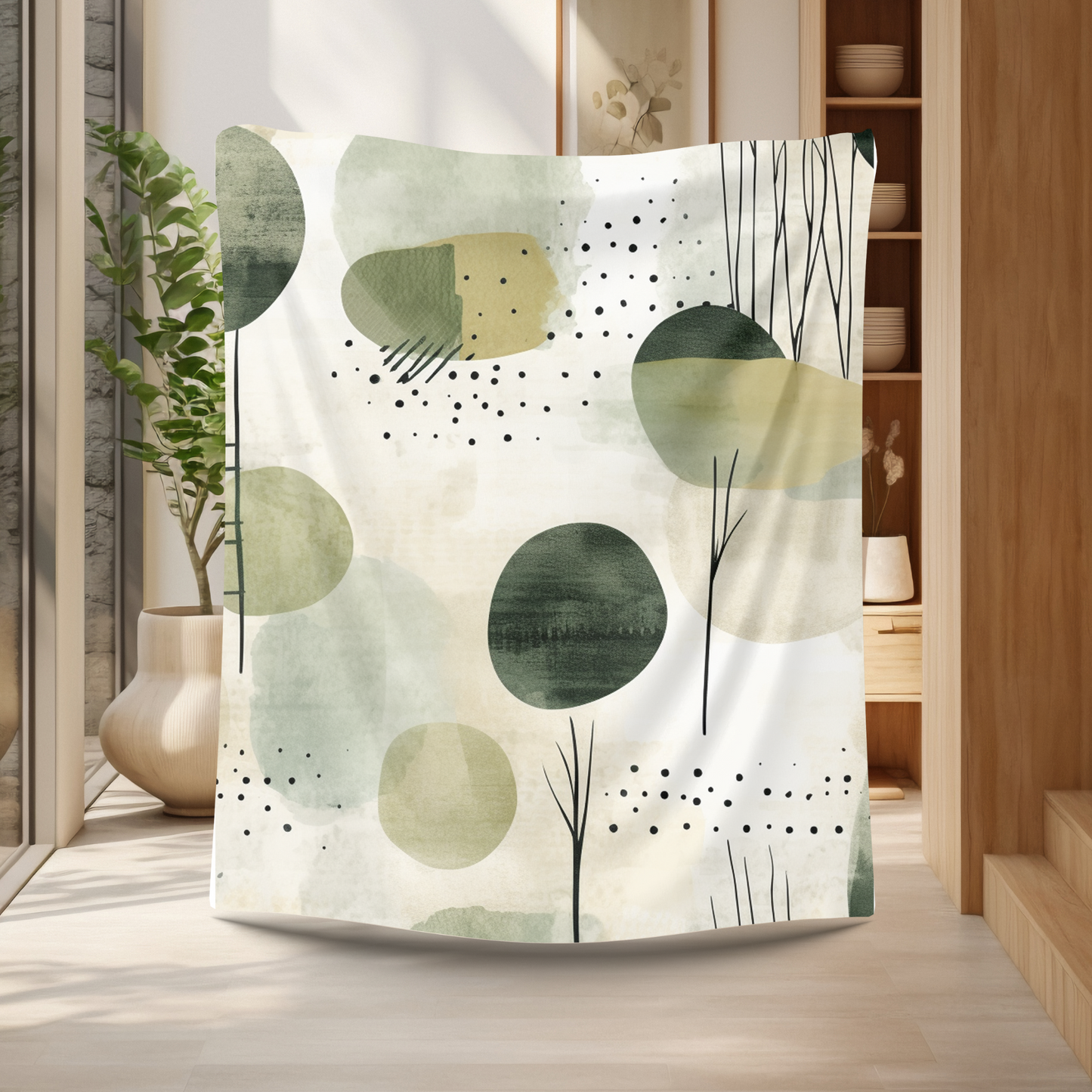 Japandi Duvet Cover- Green