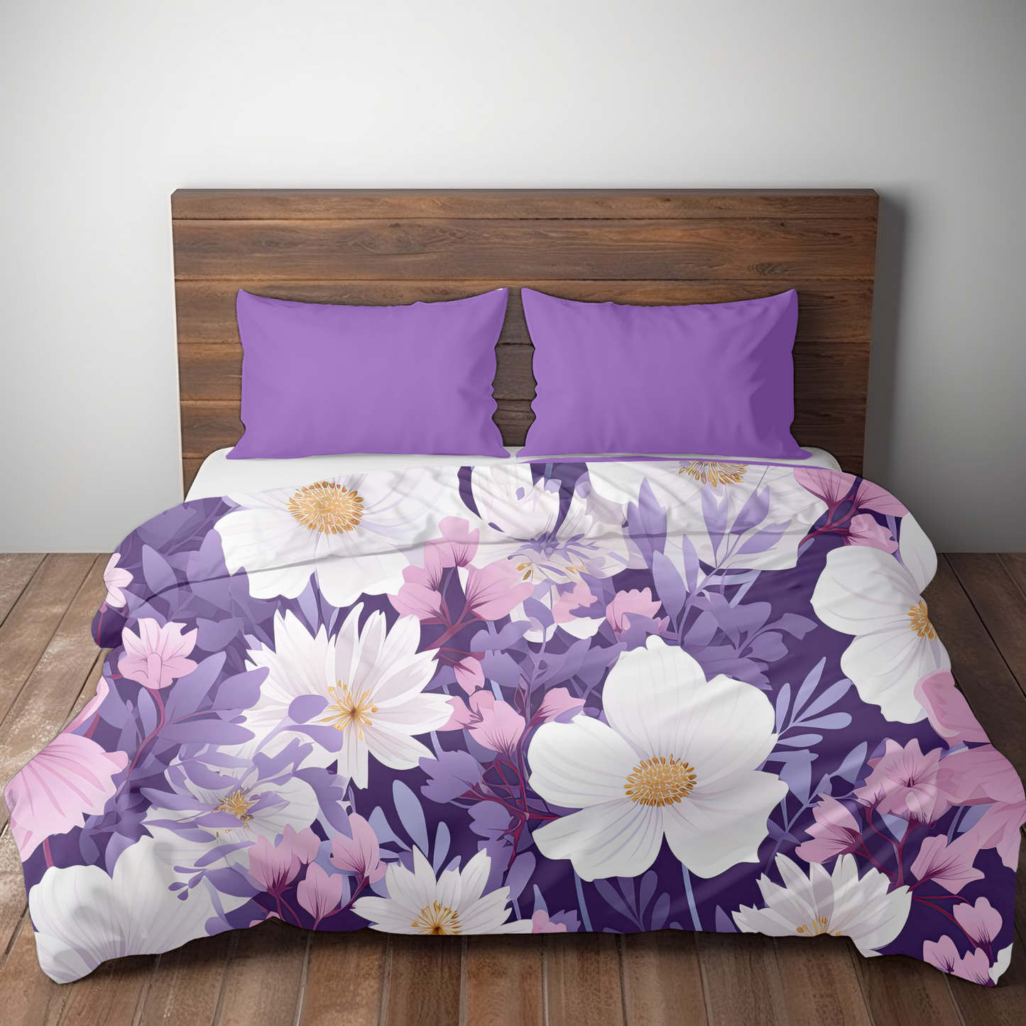 Purple Floral Duvet Cover Pink Purple Flower Bedding for teen girl bedroom decor Spring Home decor for kids bed room Purple Girls bedding