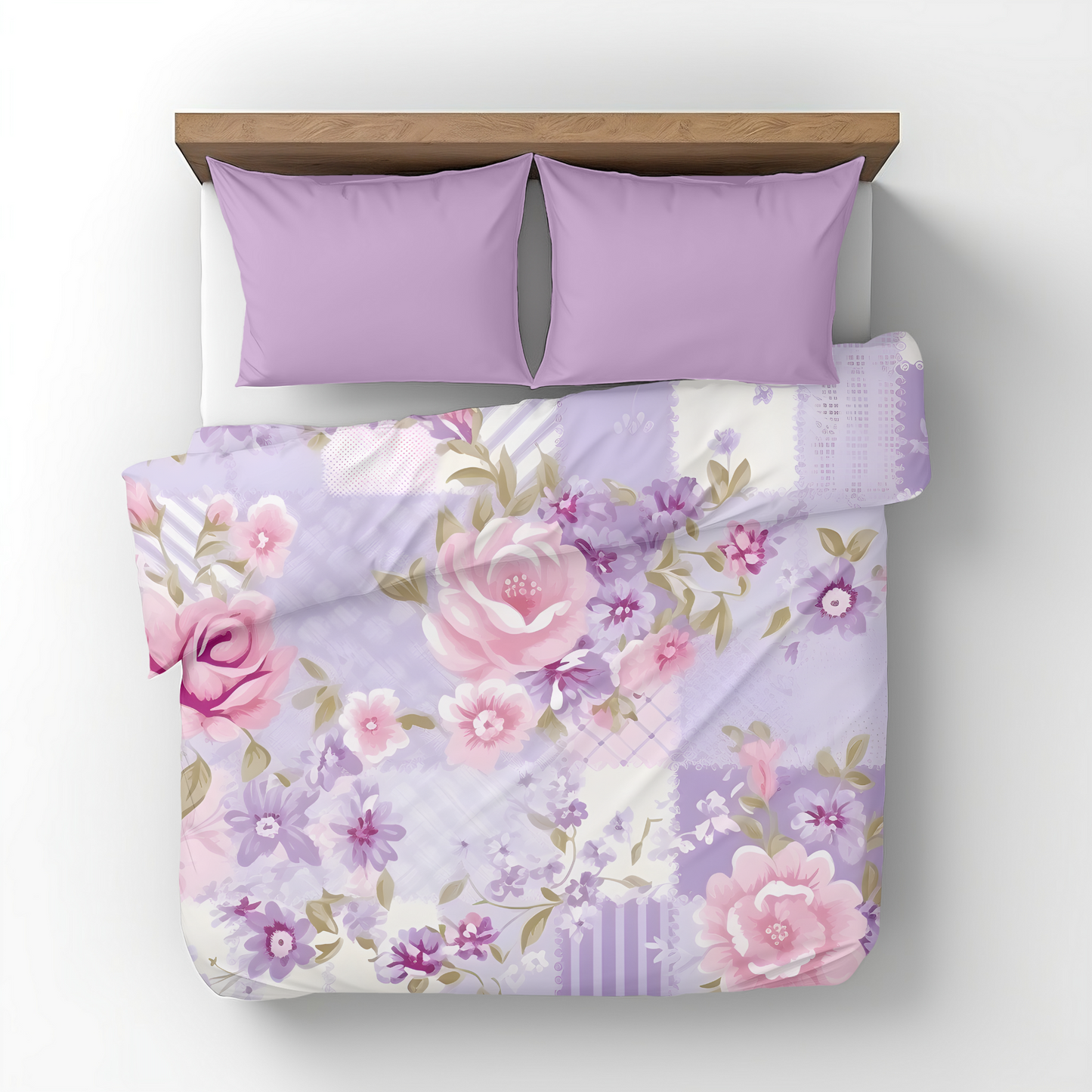 Premium Purple Floral Duvet Cover Collection for King, Queen, Double, Full, Twin, and Twin XL Beds