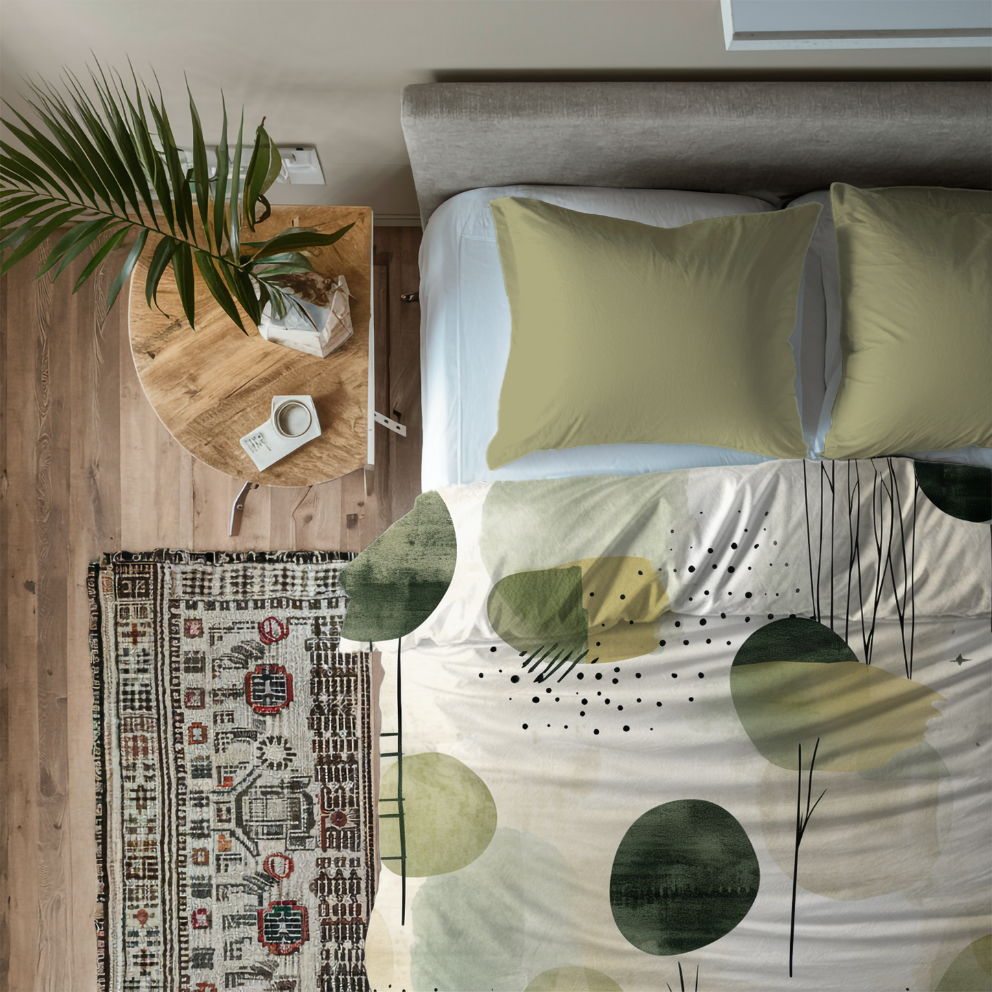 Japandi Duvet Cover- Green