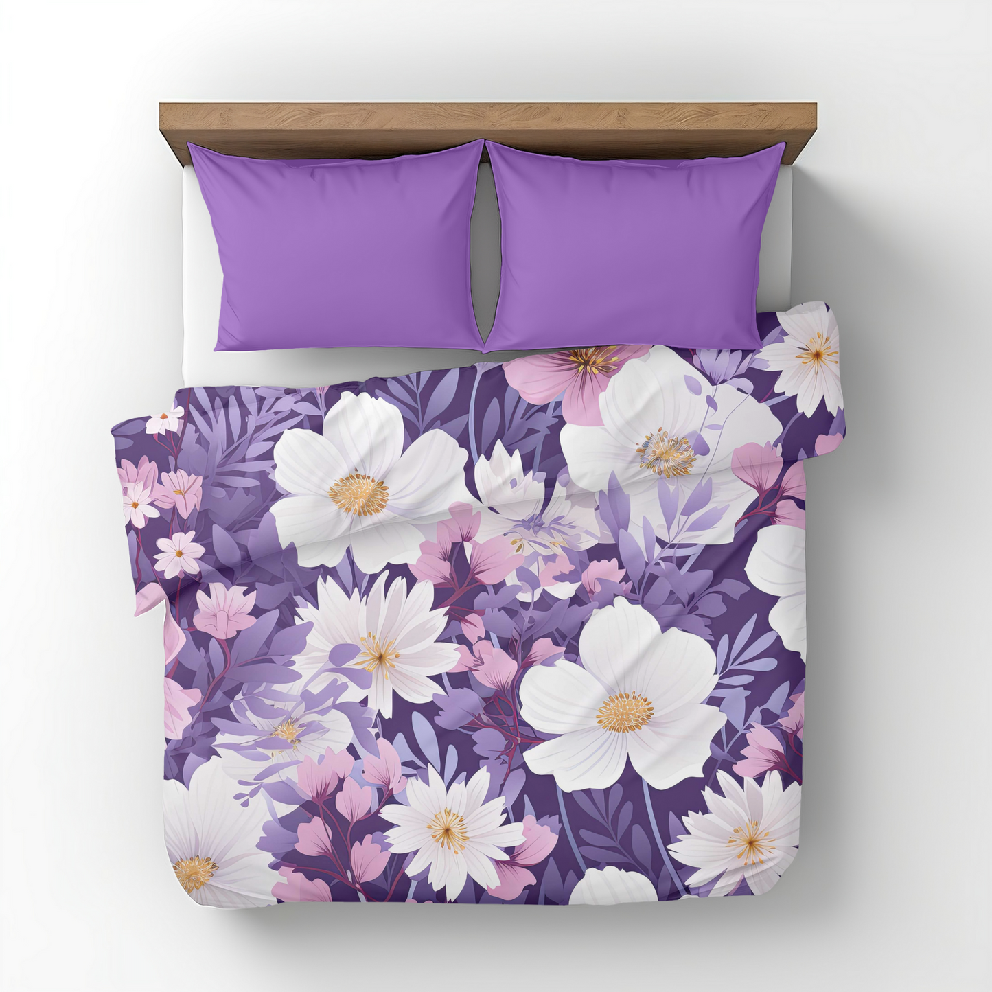 Purple Floral Duvet Cover Pink Purple Flower Bedding for teen girl bedroom decor Spring Home decor for kids bed room Purple Girls bedding