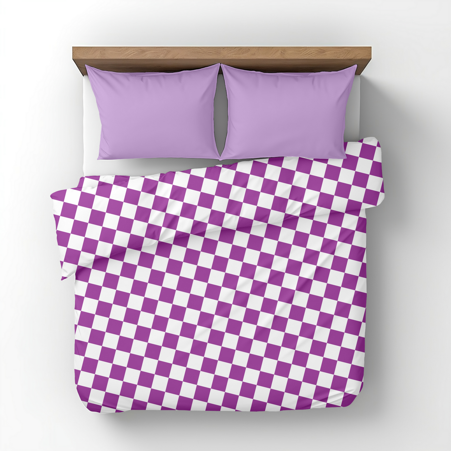 Premium Purple Checkered Duvet Cover Collection for King, Queen, Double, Full, Twin, and Twin XL Beds