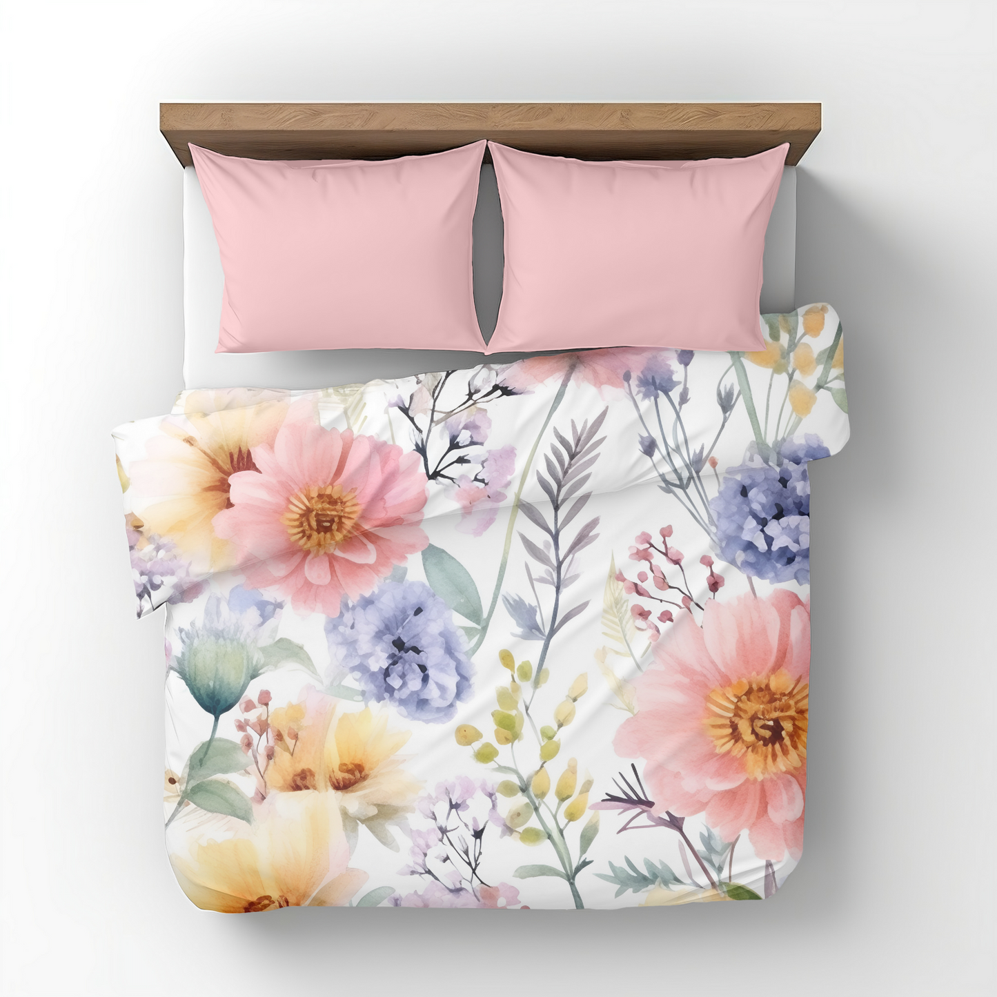 Premium Wildflower Watercolor Duvet Cover Collection for King, Queen, Double, Full, Twin, and Twin XL Beds