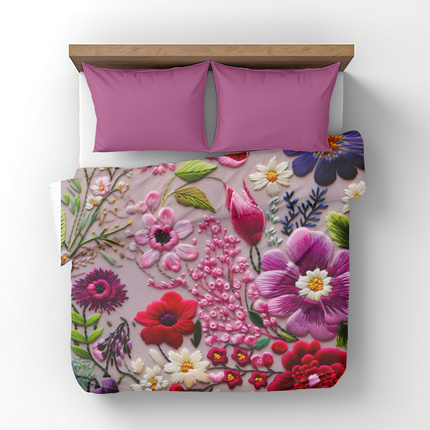 Premium Embroidery Flowers Printed Duvet Cover Collection for King, Queen, Double, Full, Twin, and Twin XL Beds