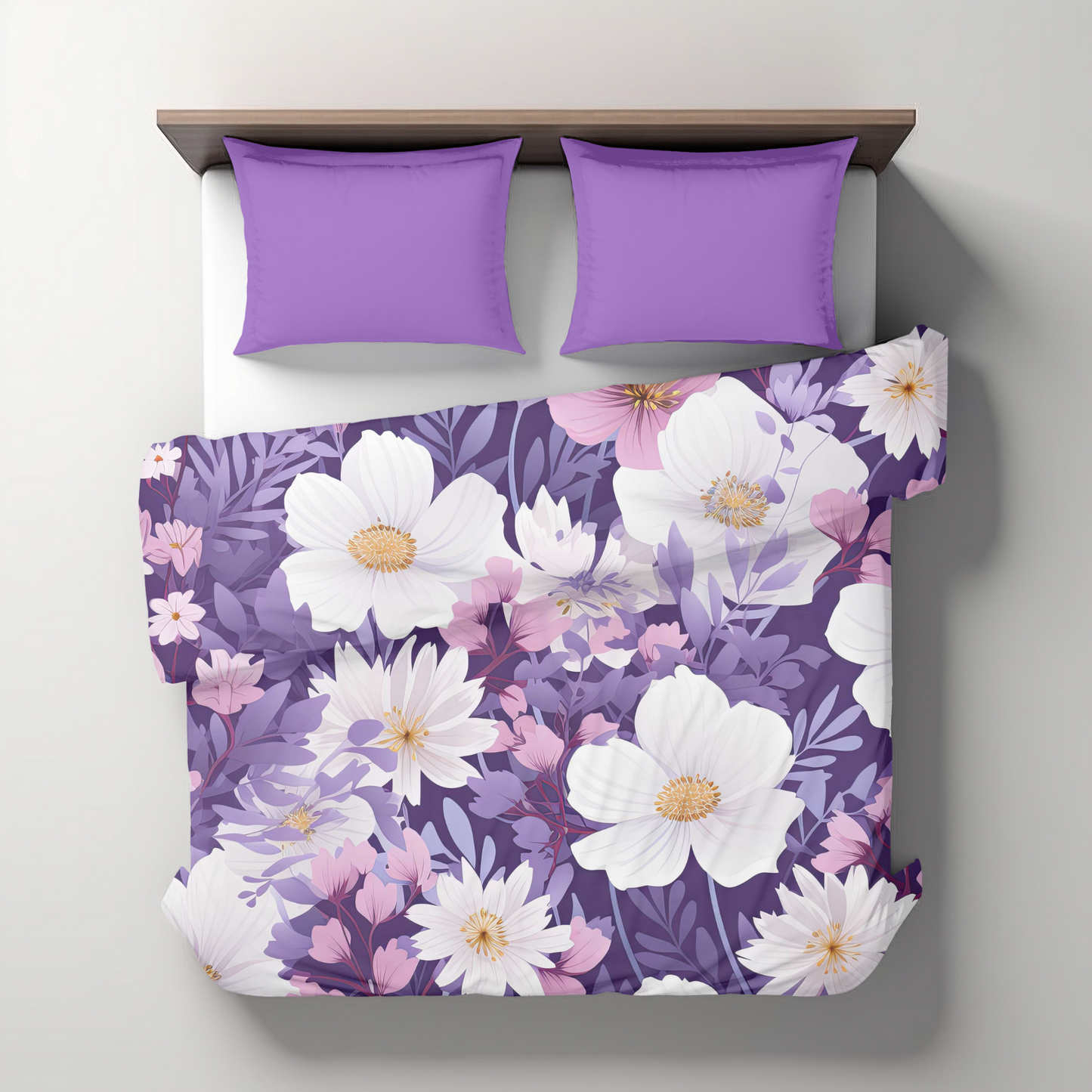 Purple Floral Duvet Cover Pink Purple Flower Bedding for teen girl bedroom decor Spring Home decor for kids bed room Purple Girls bedding