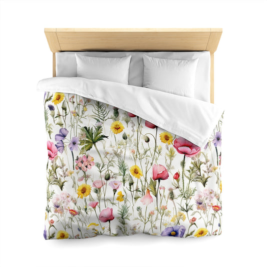 Floral Duvet Cover Wild Flower California King Queen Twin XL Bedroom Decor Soft Bedding for Spring Girls bedroom