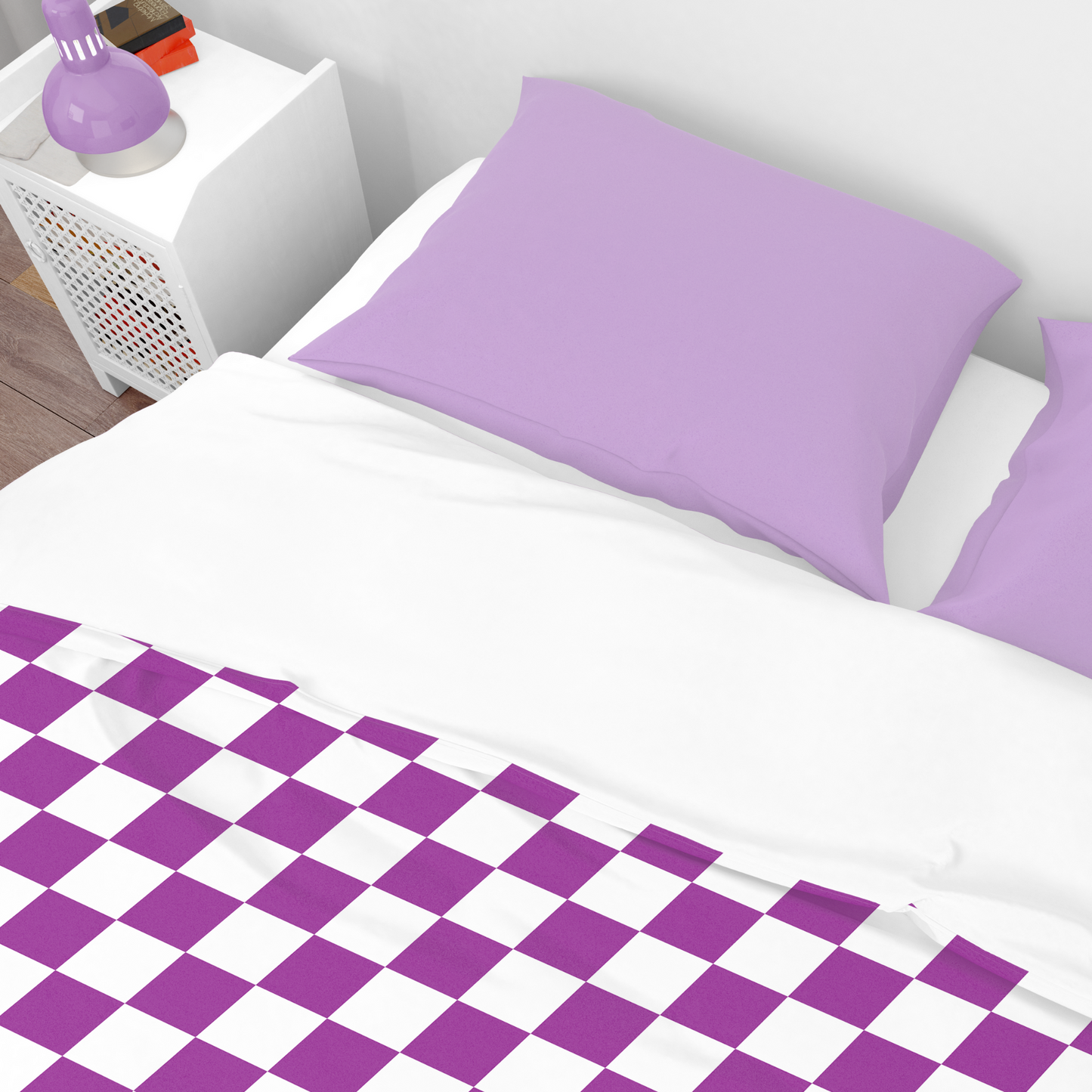 Premium Purple Checkered Duvet Cover Collection for King, Queen, Double, Full, Twin, and Twin XL Beds