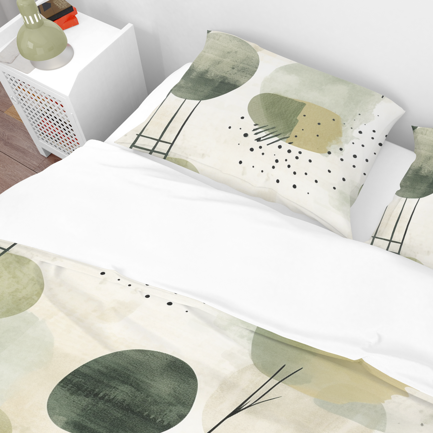 Japandi Duvet Cover- Green