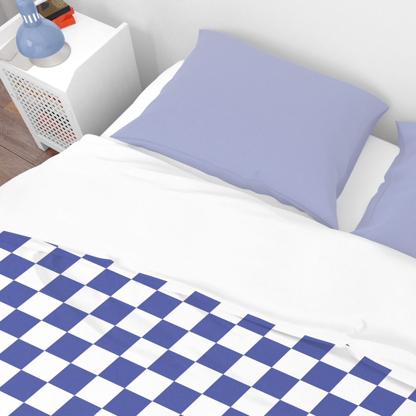 Premium Blue Checkered Duvet Cover Collection for King, Queen, Double, Full, Twin, and Twin XL Beds