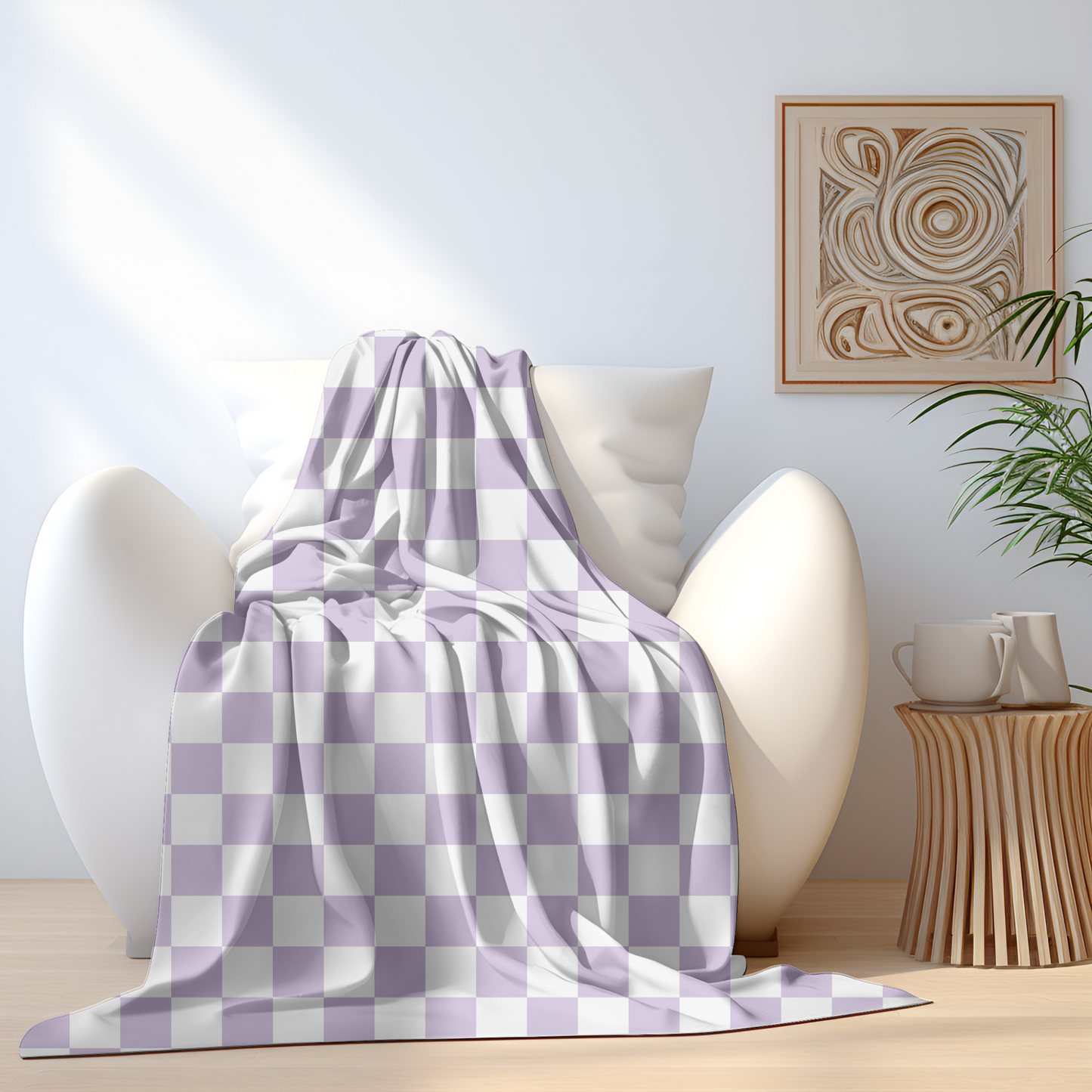 Lilac checkered Velveteen Plush Blanket