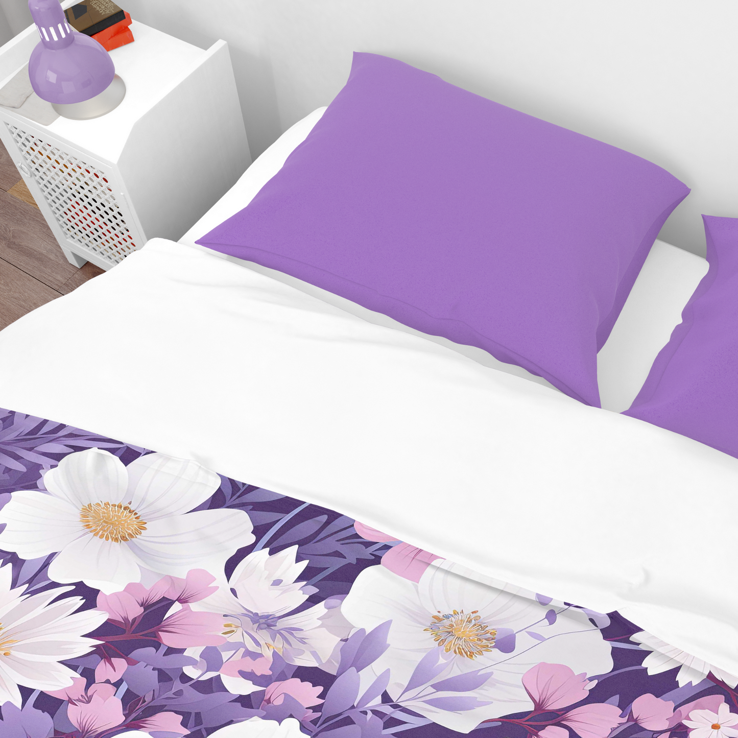 Purple Floral Duvet Cover Pink Purple Flower Bedding for teen girl bedroom decor Spring Home decor for kids bed room Purple Girls bedding