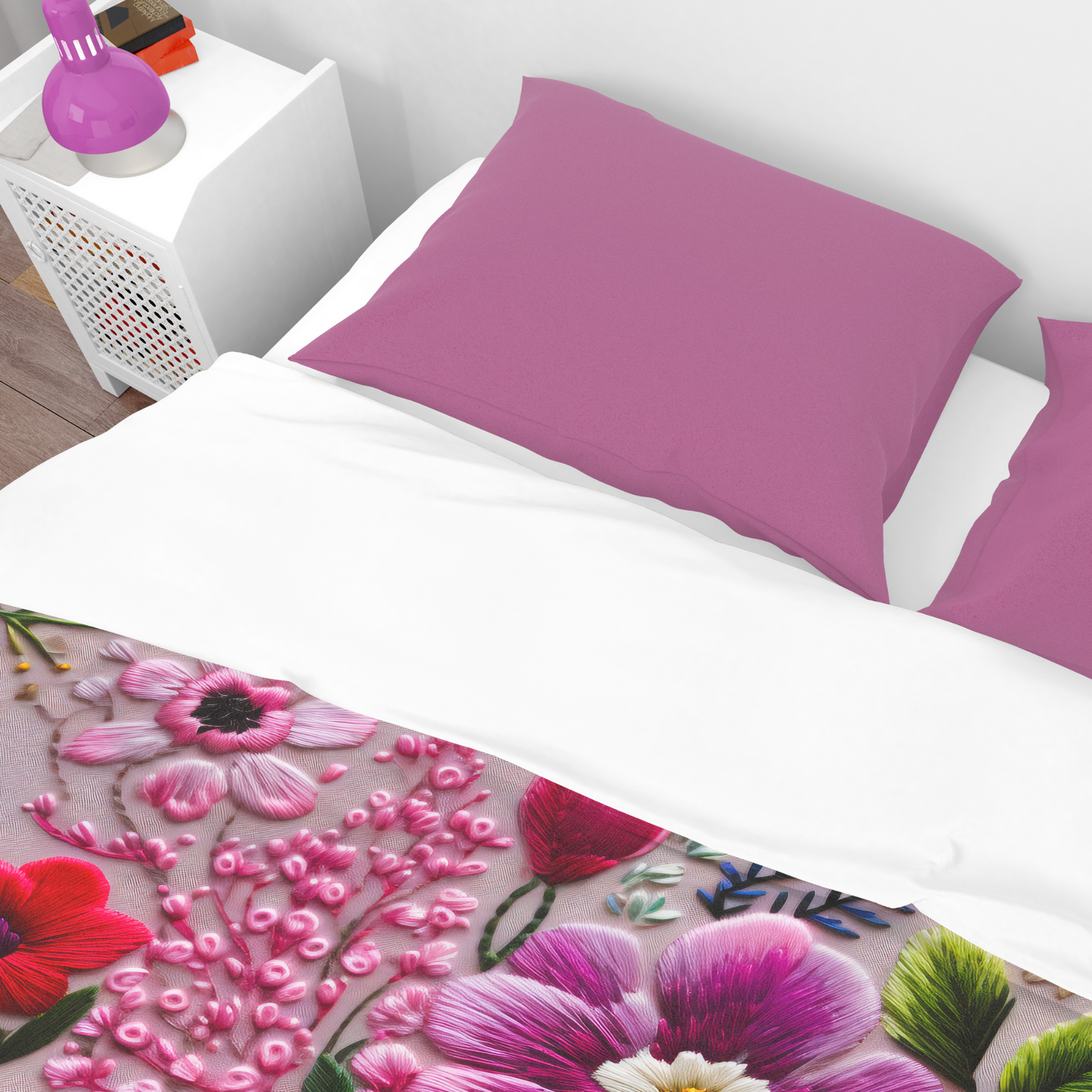 Premium Embroidery Flowers Printed Duvet Cover Collection for King, Queen, Double, Full, Twin, and Twin XL Beds