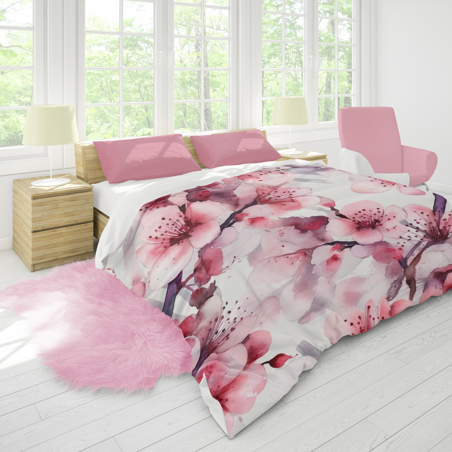 Premium Sakura Bloom Duvet Cover Collection for King, Queen, Double, Full, Twin, and Twin XL Beds