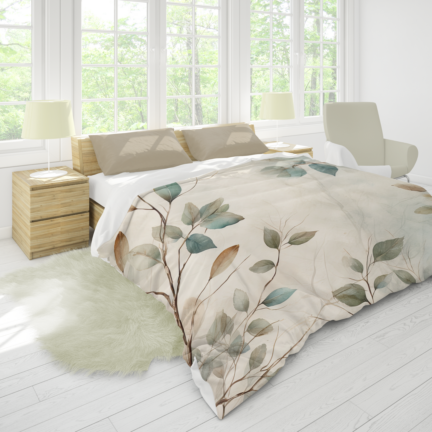 Premium Twigs and Leaves Duvet Cover Collection for King, Queen, Double, Full, Twin, and Twin XL Beds