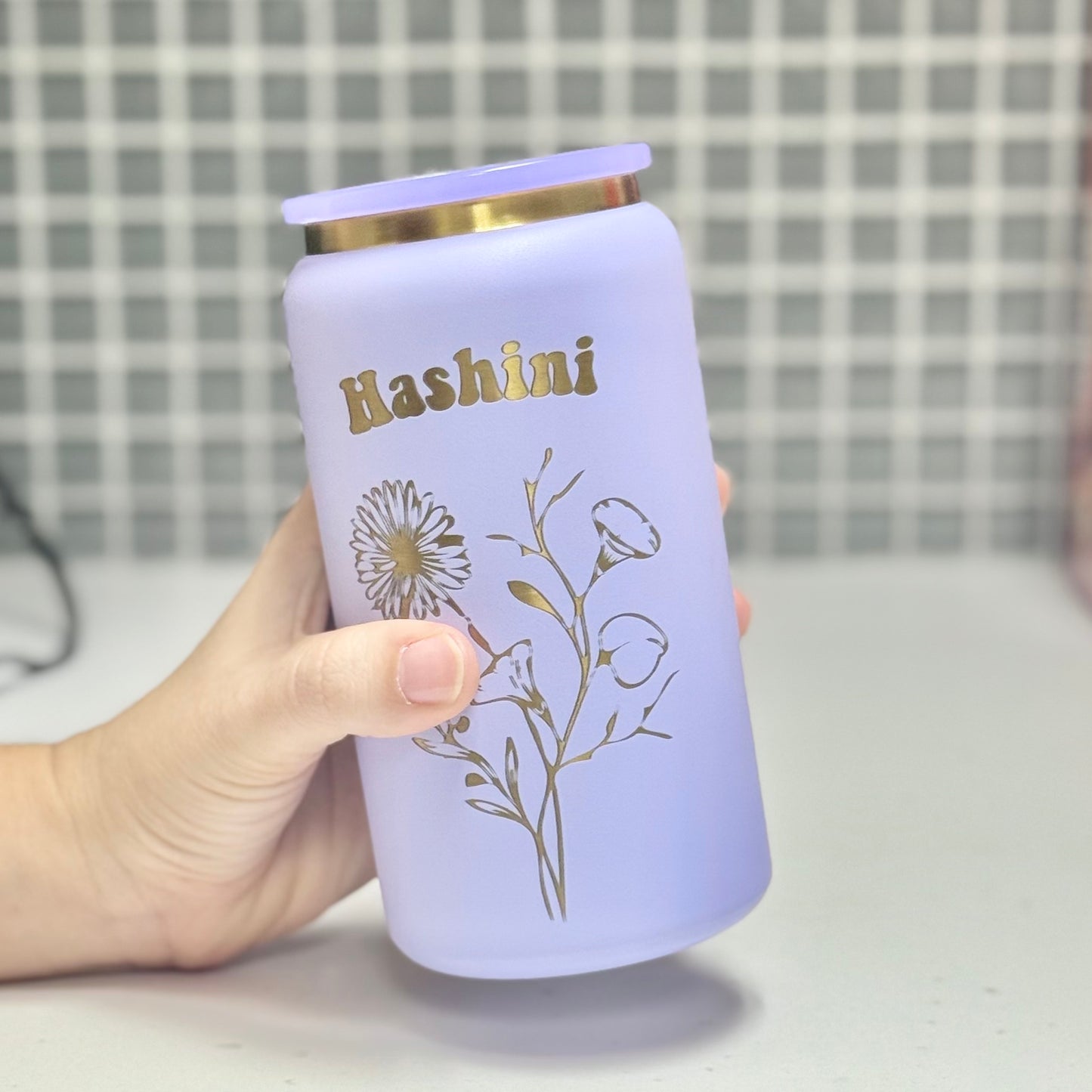 Birth flower Tumbler-Personalized