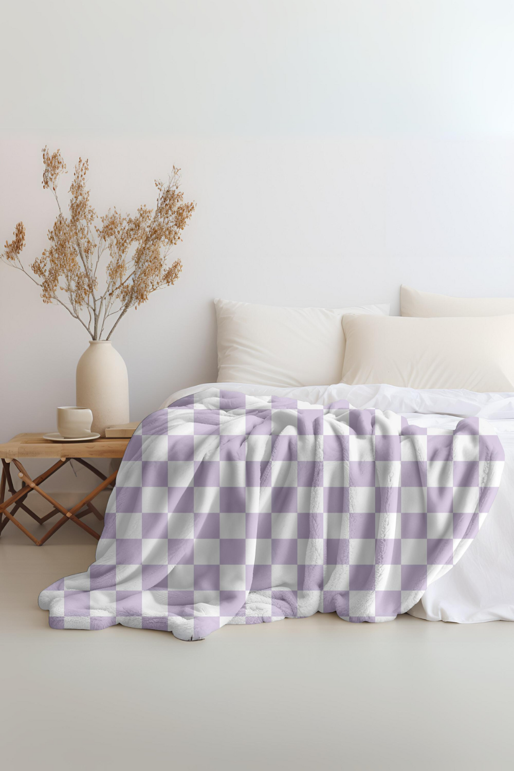 Lilac checkered Velveteen Plush Blanket