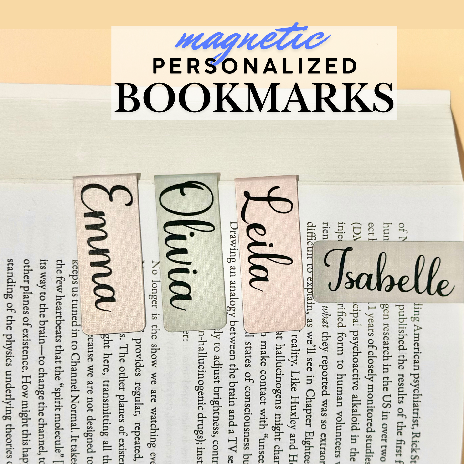 Personalized magnetic bookmarks for readers